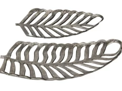 Set di 2 piattini portaoggetti Foglia AMNISOS Metallo Argento