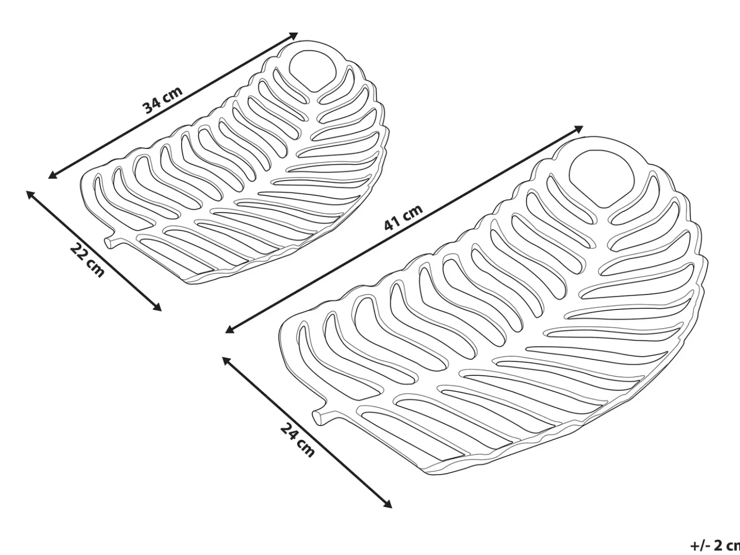 Set di 2 piattini portaoggetti Foglia AMNISOS Metallo Argento