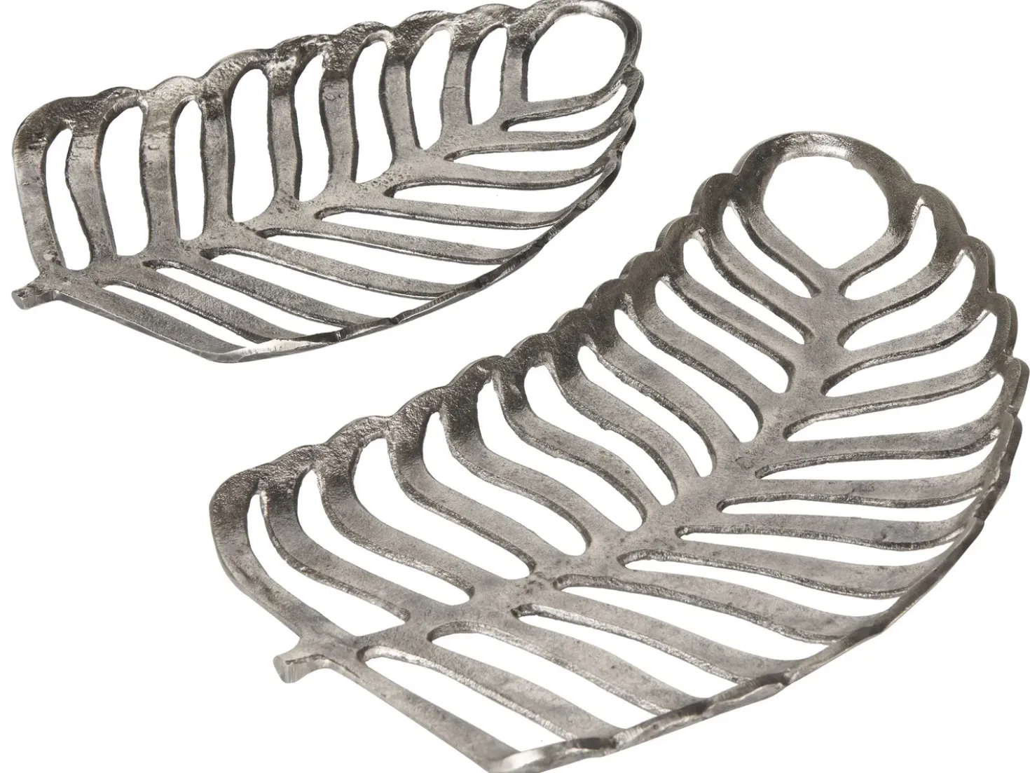 Set di 2 piattini portaoggetti Foglia AMNISOS Metallo Argento