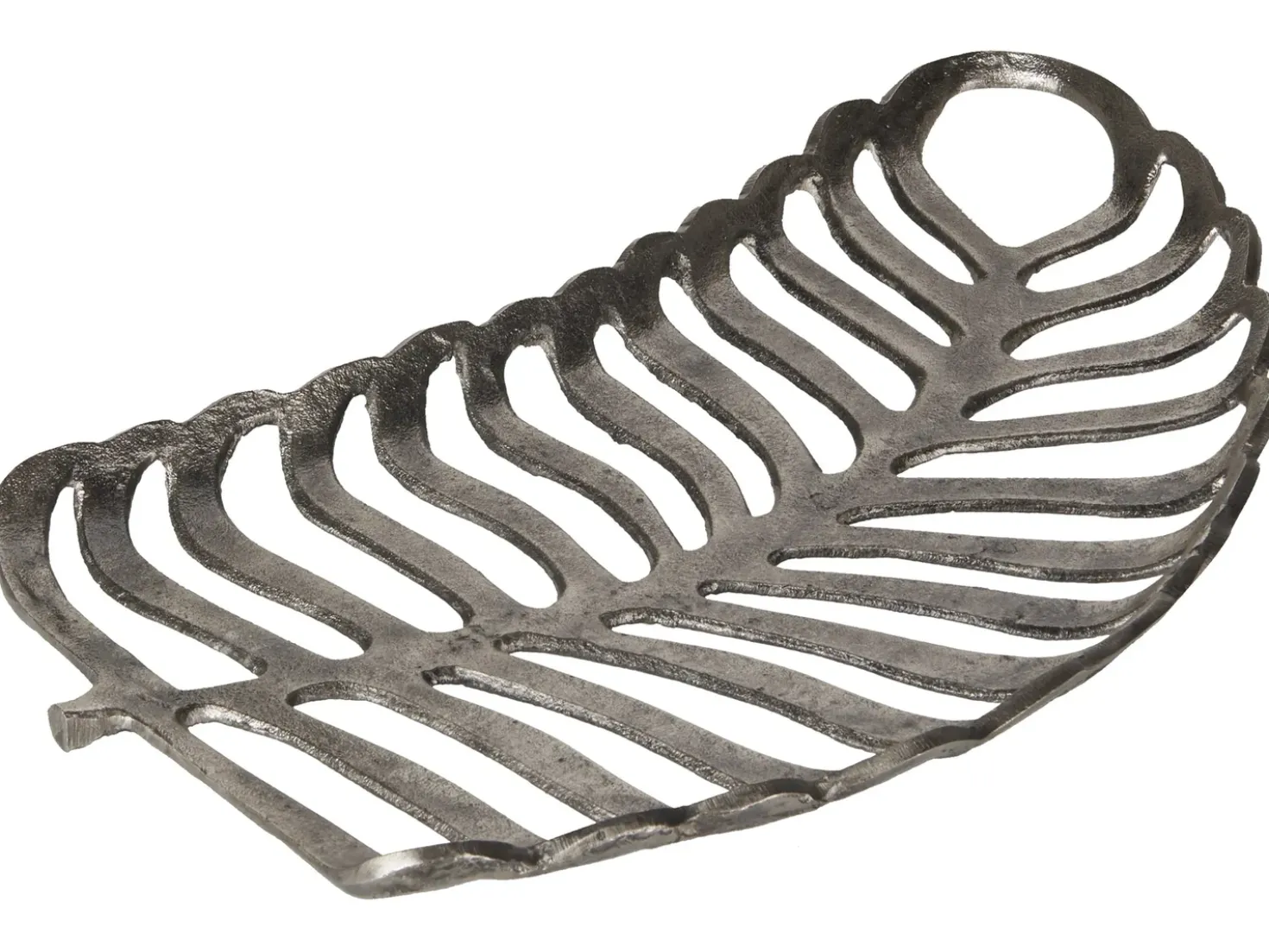 Set di 2 piattini portaoggetti Foglia AMNISOS Metallo Argento