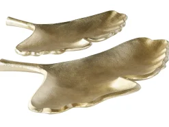 Set di 2 piattini portaoggetti Foglia PALENQUE Metallo Oro
