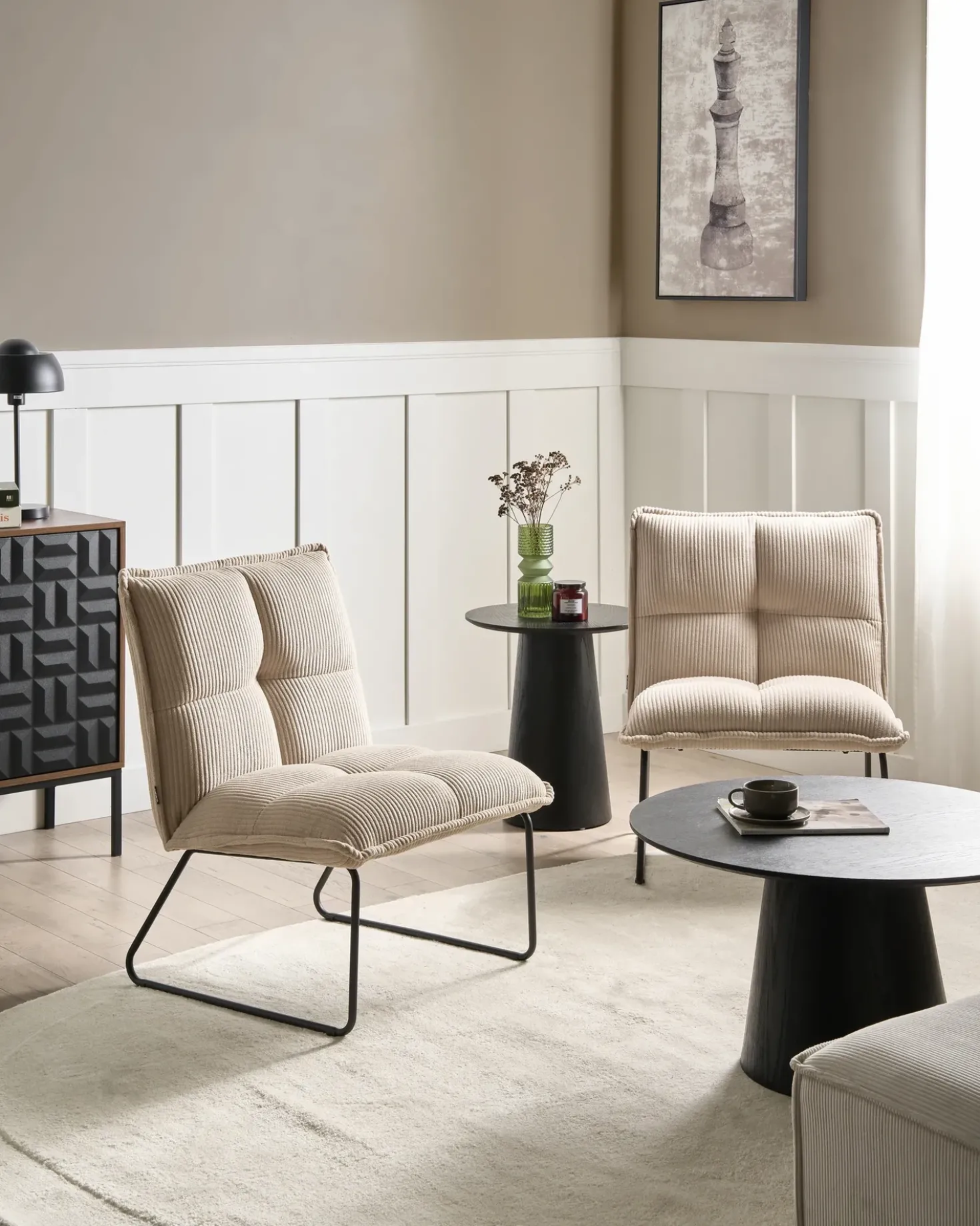 Set di 2 poltrone BJASTA Velluto a coste Beige