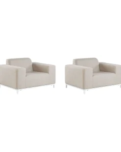 Set di 2 poltrone da giardino ROVIGO Tessuto Beige
