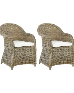 Set di 2 poltrone da giardino con cuscini SUSUA Rattan Naturale