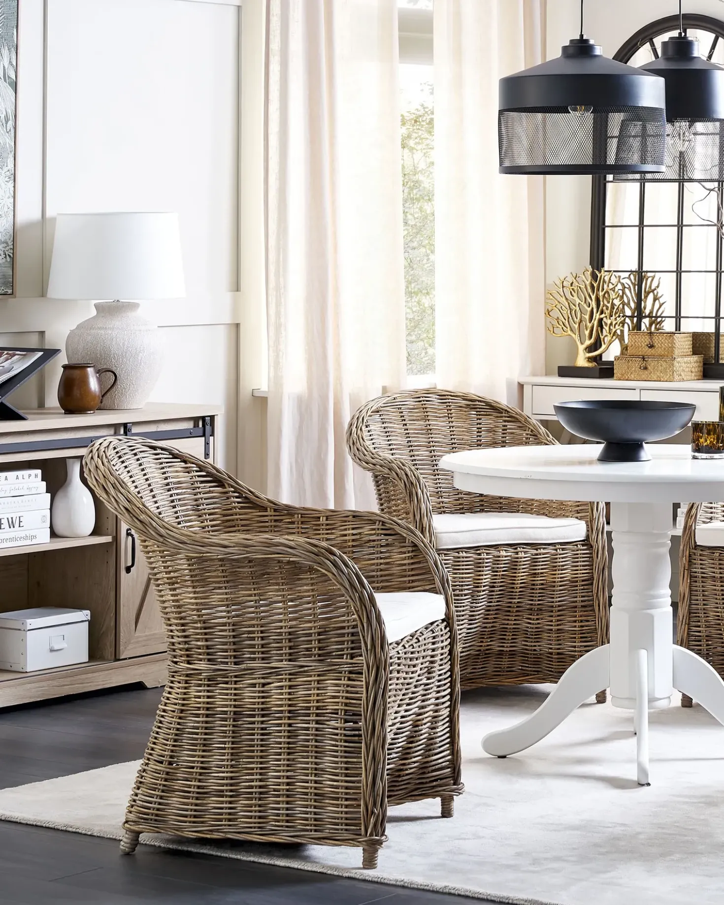 Set di 2 poltrone da giardino con cuscini SUSUA Rattan Naturale