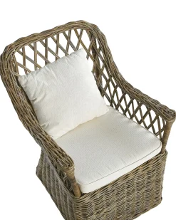 Set di 2 poltrone da giardino con cuscini MAROS Rattan Naturale