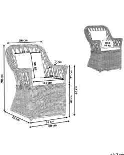 Set di 2 poltrone da giardino con cuscini MAROS Rattan Naturale
