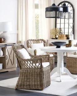 Set di 2 poltrone da giardino con cuscini MAROS Rattan Naturale