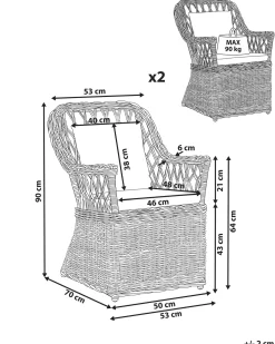 Set di 2 poltrone da giardino MAROS II Rattan Naturale