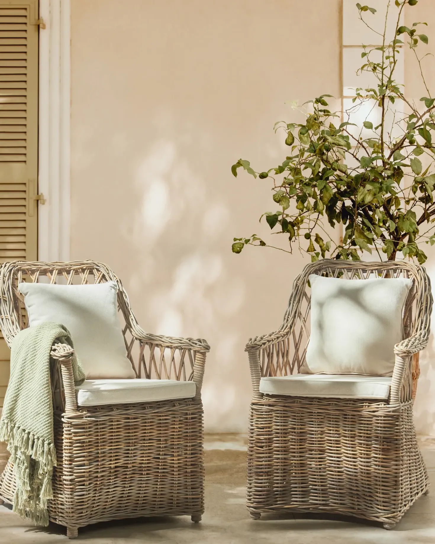 Set di 2 poltrone da giardino MAROS II Rattan Naturale