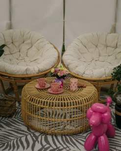 Set di 2 poltrone da giardino con cuscini SALVO Rattan Naturale