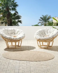 Set di 2 poltrone da giardino con cuscini SALVO Rattan Naturale