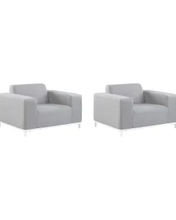 Set di 2 poltrone da giardino ROVIGO Tessuto Grigio chiaro
