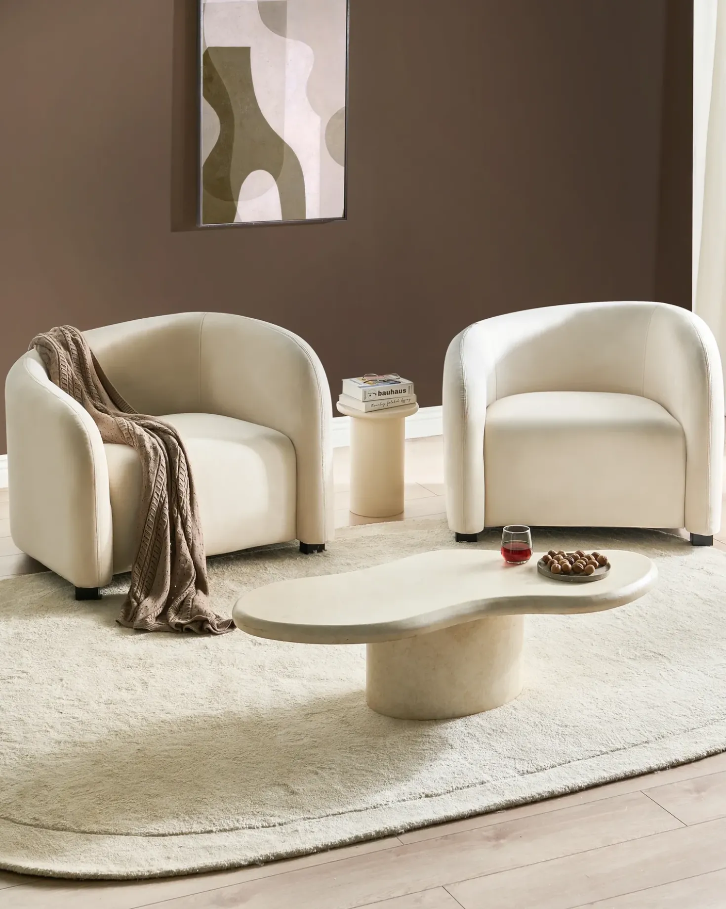 Set di 2 poltrone VELTADA Velluto Bianco sporco