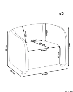Set di 2 poltrone VELTADA Velluto Bianco sporco