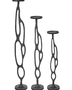 Set di 3 portacandele BUNI Metallo 54/68/84 cm Nero