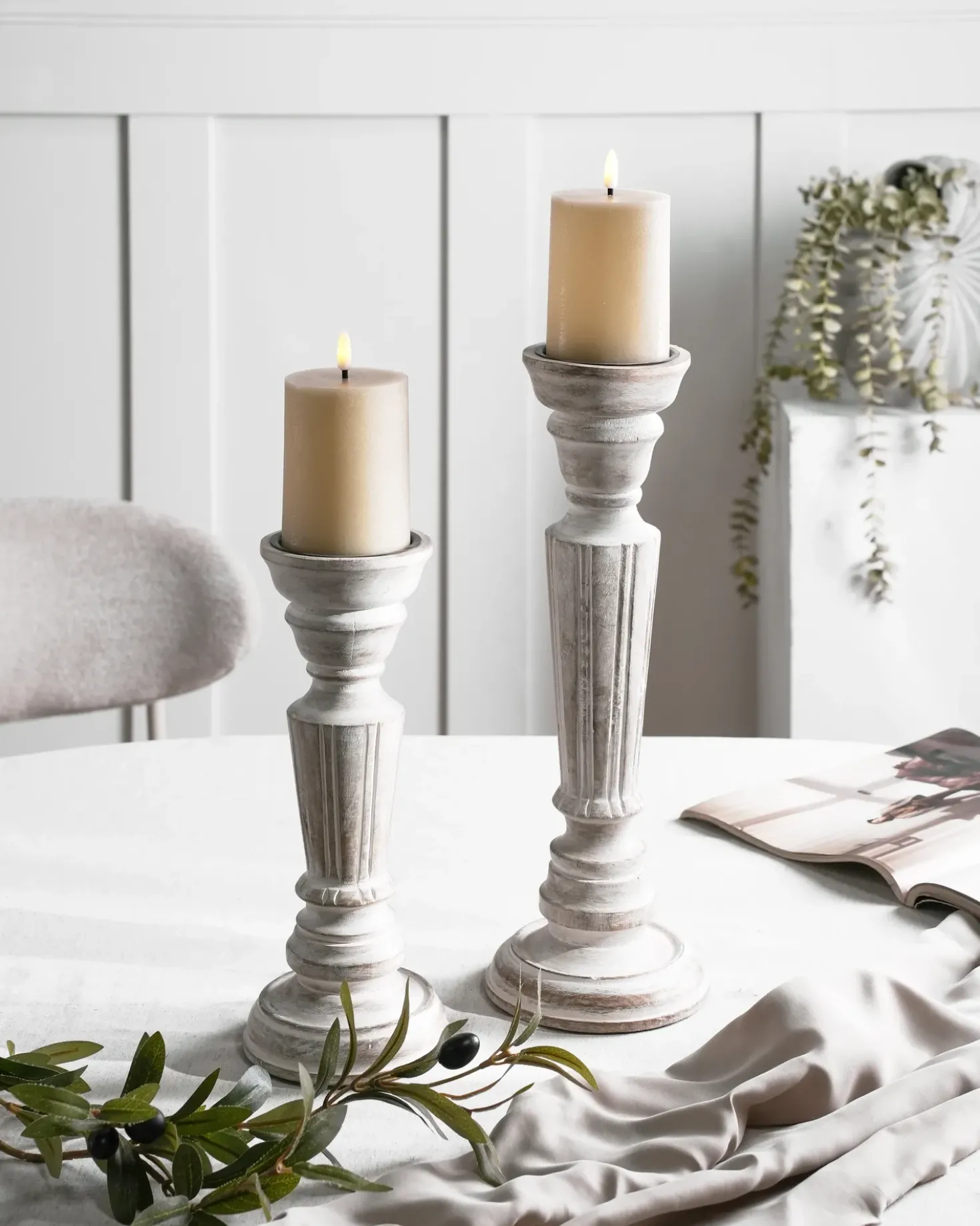Set di 2 portacandele DARWA Legno di mango 30/40 cm Marrone chiaro