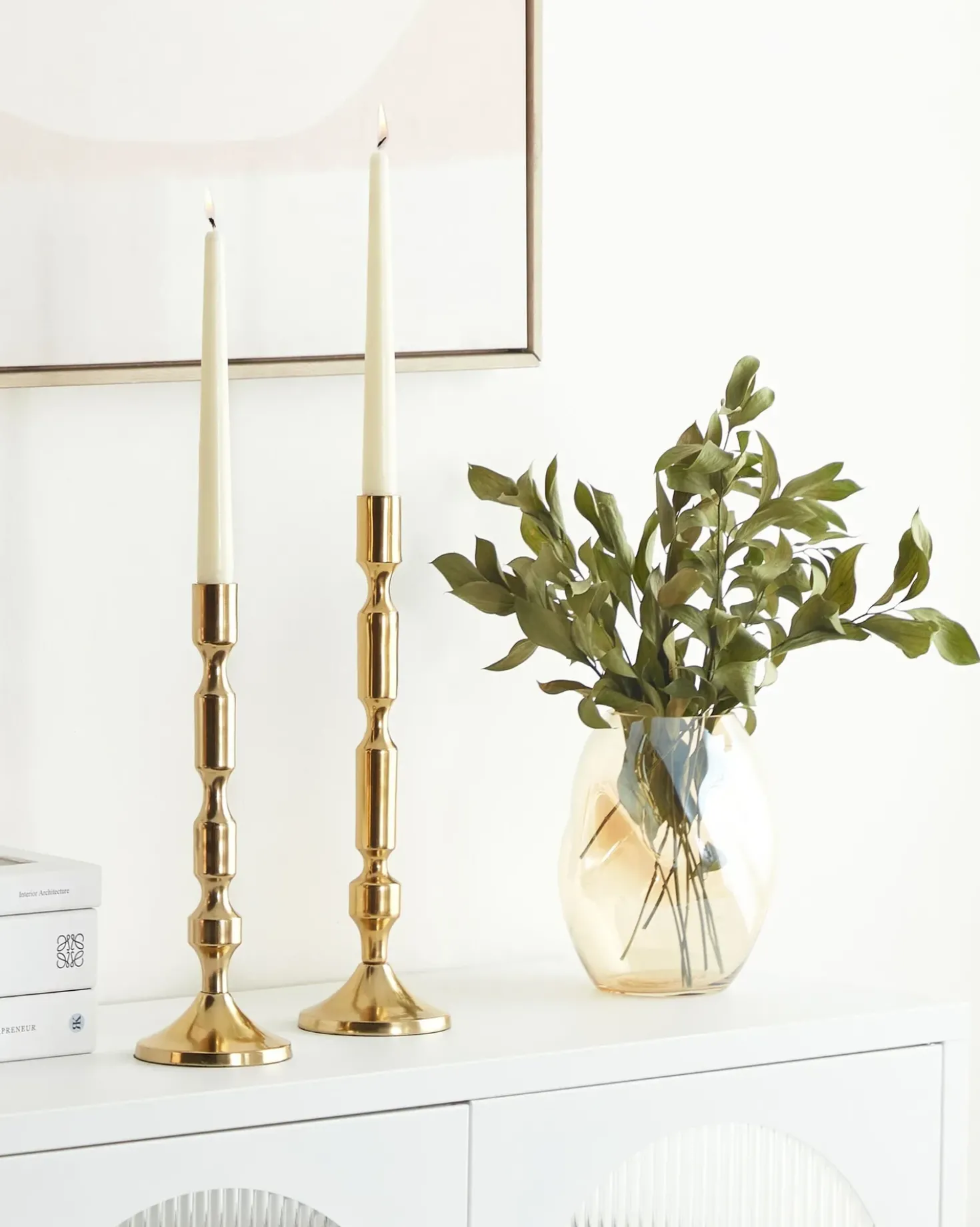 Set di 2 portacandele DIKIRNIS Metallo 31/36 cm Oro