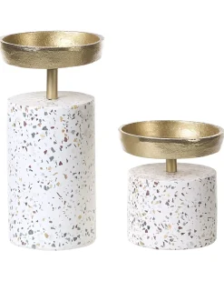 Set di 2 portacandele KAENGAN Pietra 13/24 cm Oro