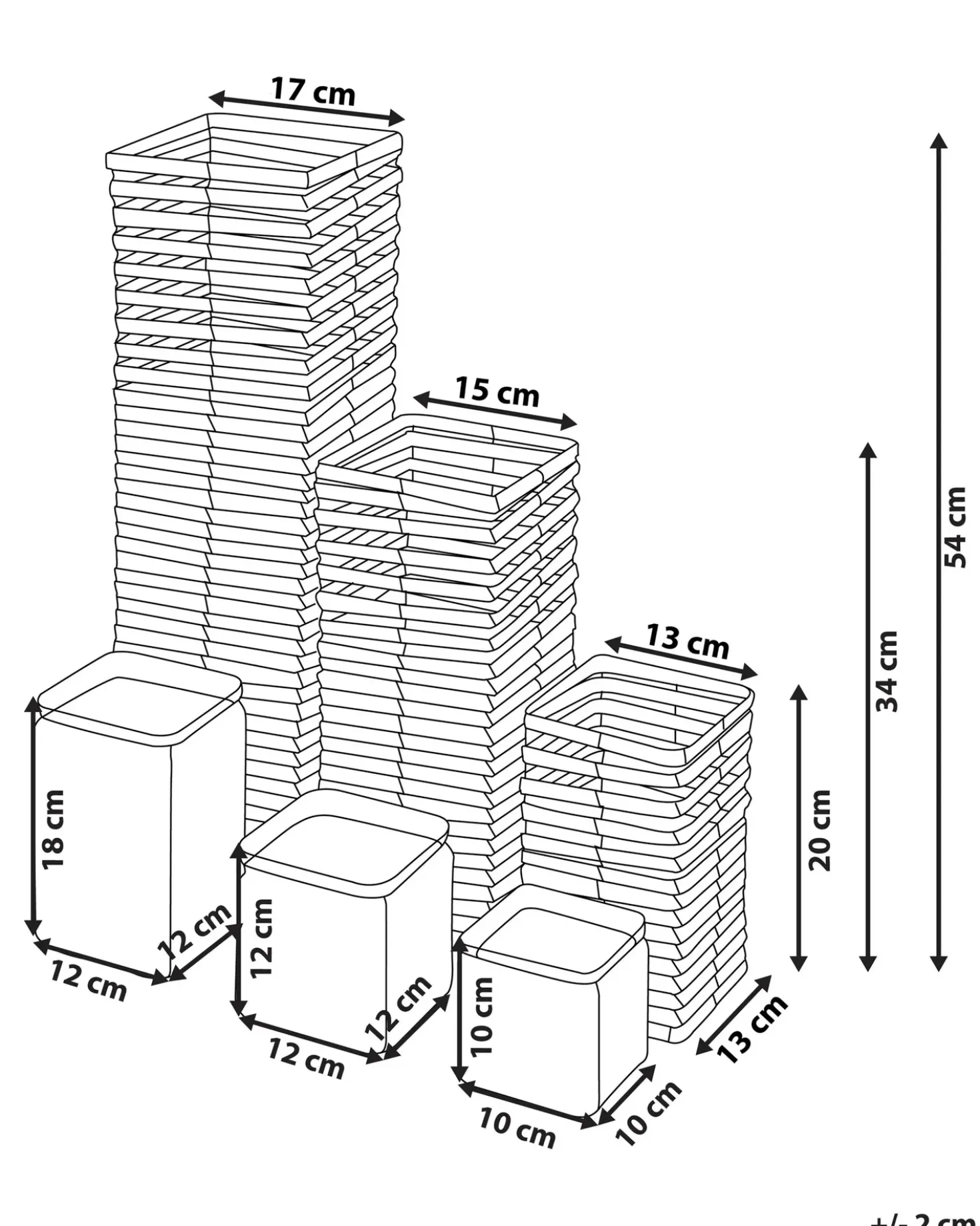 Set di 3 portacandele MAROLA Legno di pioppo 54/34/20 cm Bianco