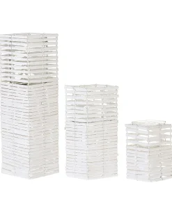 Set di 3 portacandele MAROLA Legno di pioppo 54/34/20 cm Bianco