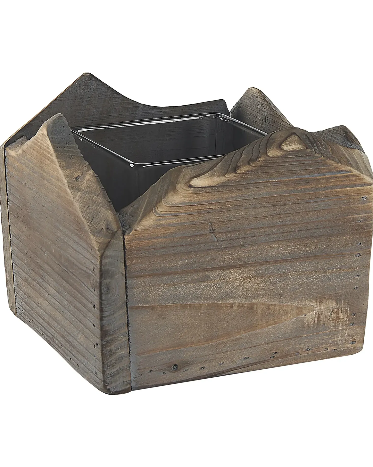 Set di 2 portacandele PLATEROS Legno di abete 15/12 cm Marrone scuro