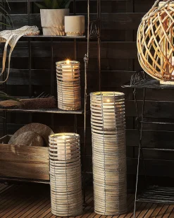 Set di 3 portacandele ROVARE Legno di pioppo 60/39/25 cm Grigio