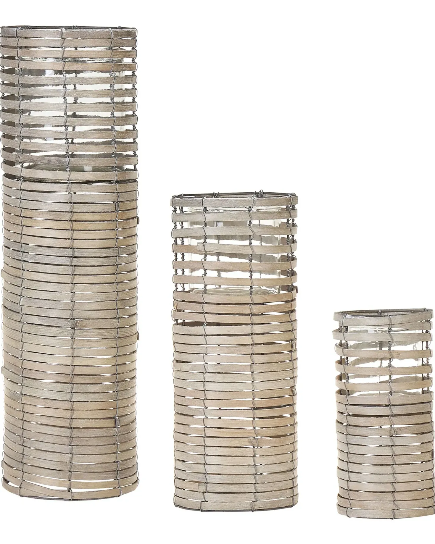 Set di 3 portacandele ROVARE Legno di pioppo 60/39/25 cm Grigio