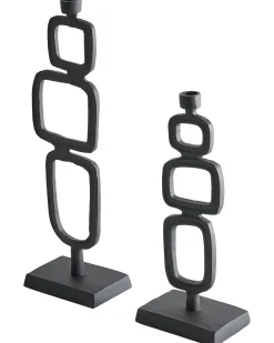 Set di 2 portacandele SIPANJE Metallo 35/48 cm Nero