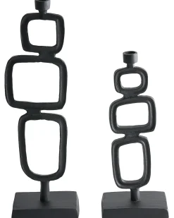 Set di 2 portacandele SIPANJE Metallo 35/48 cm Nero