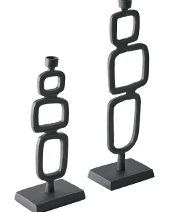 Set di 2 portacandele SIPANJE Metallo 35/48 cm Nero