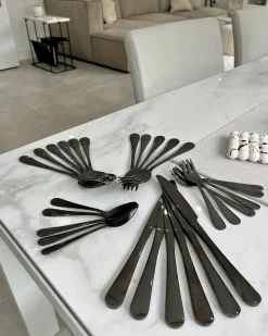 Set di 30 posate FUSILLI Nero
