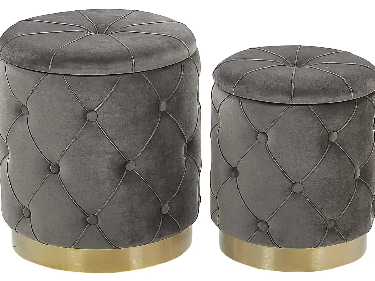 Set di 2 pouf contenitore PUEBLO Velluto Grigio