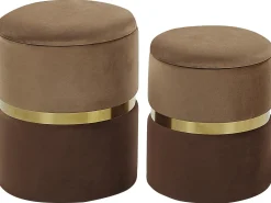 Set di 2 pouf contenitore WICHITA Velluto Marrone