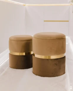 Set di 2 pouf contenitore WICHITA Velluto Marrone