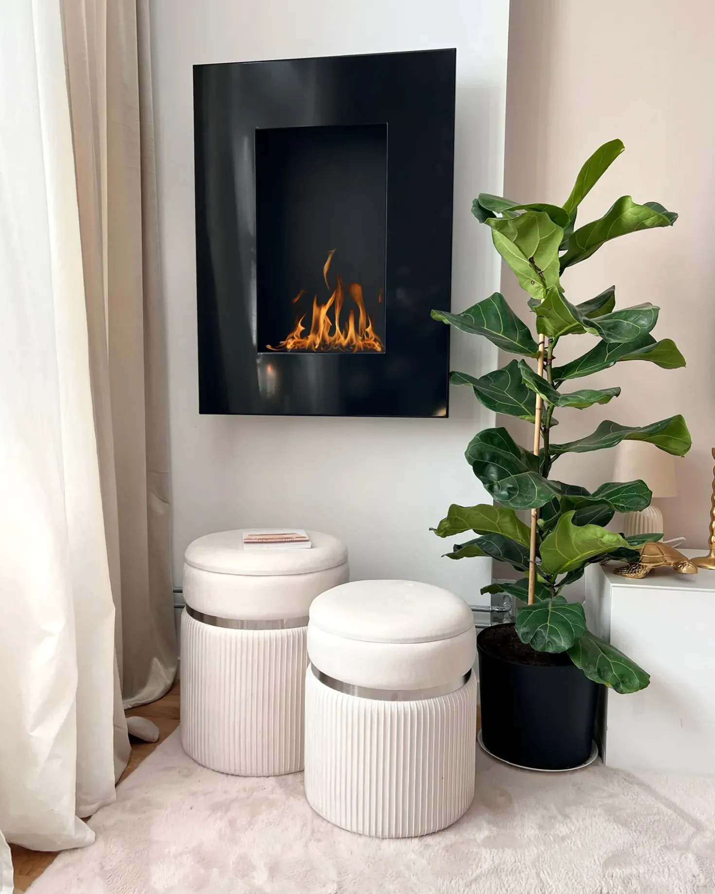 Set di 2 pouf contenitore CAMDENTON Velluto Bianco sporco