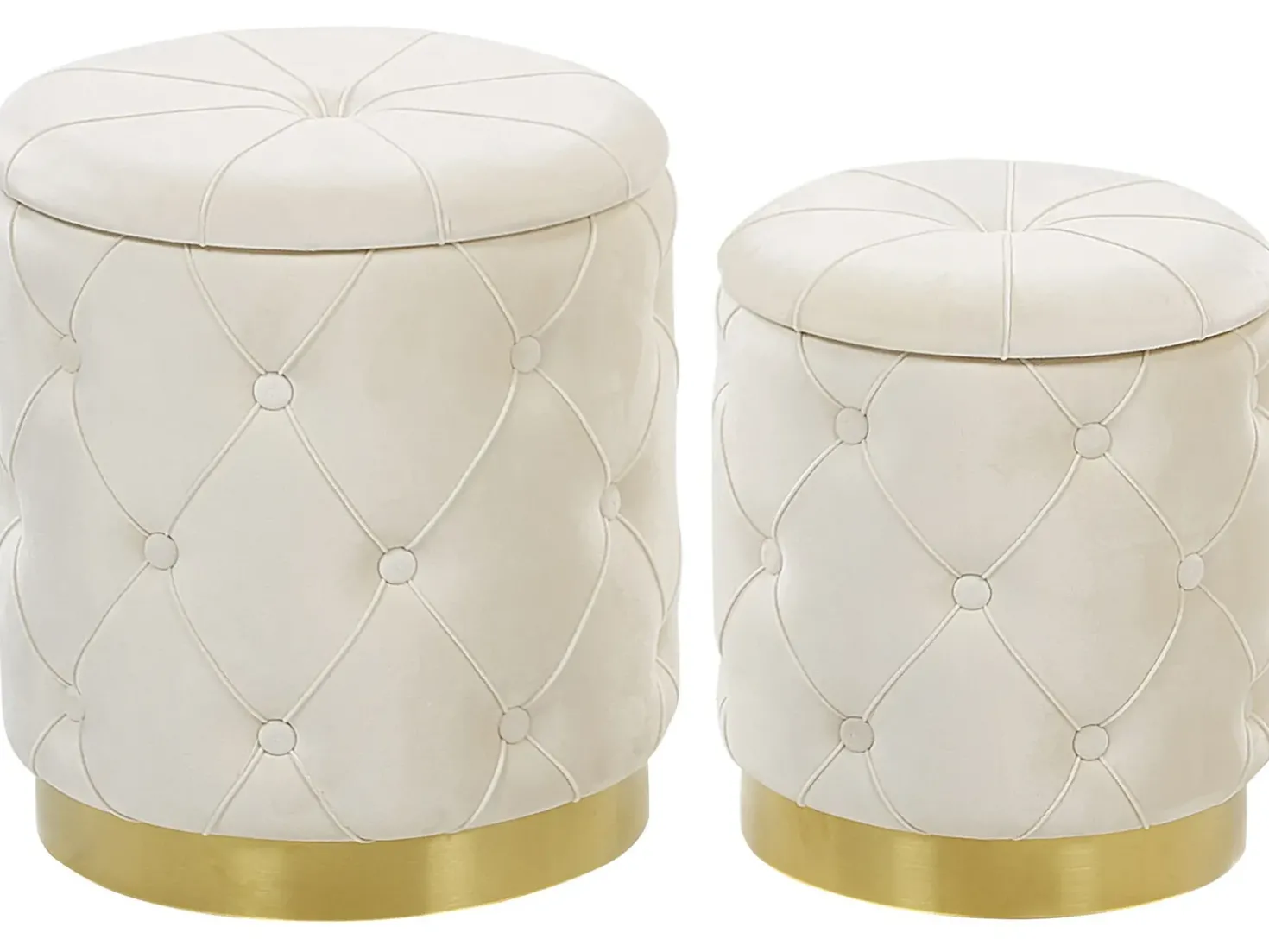 Set di 2 pouf contenitore PUEBLO Velluto Bianco