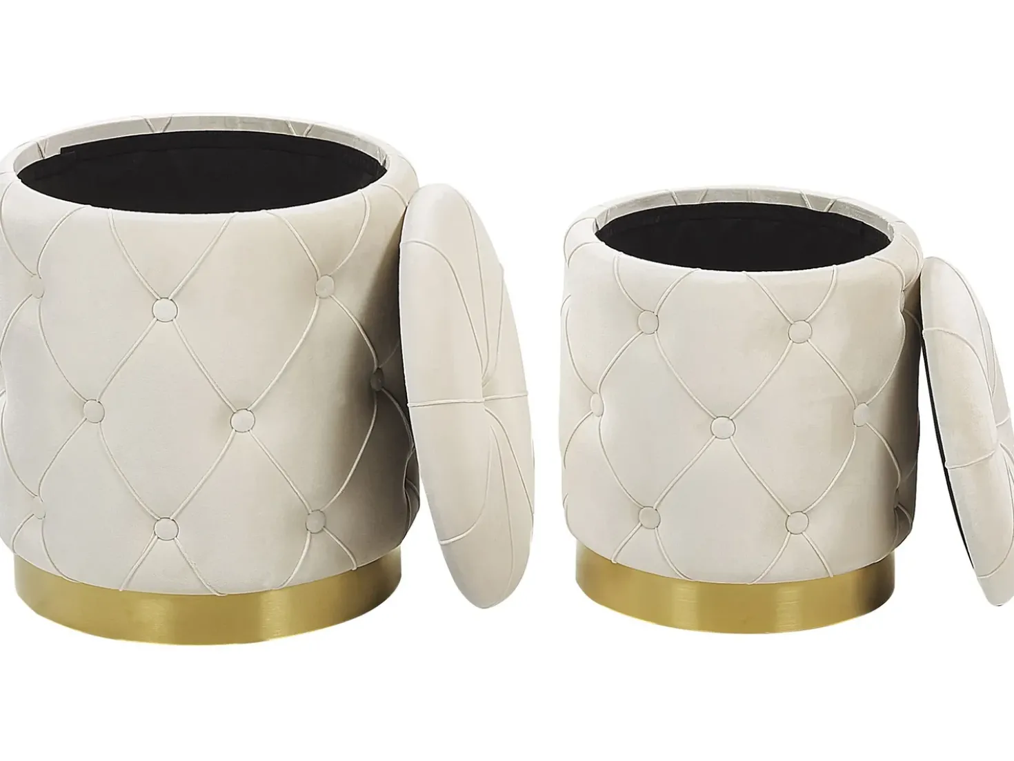 Set di 2 pouf contenitore PUEBLO Velluto Bianco
