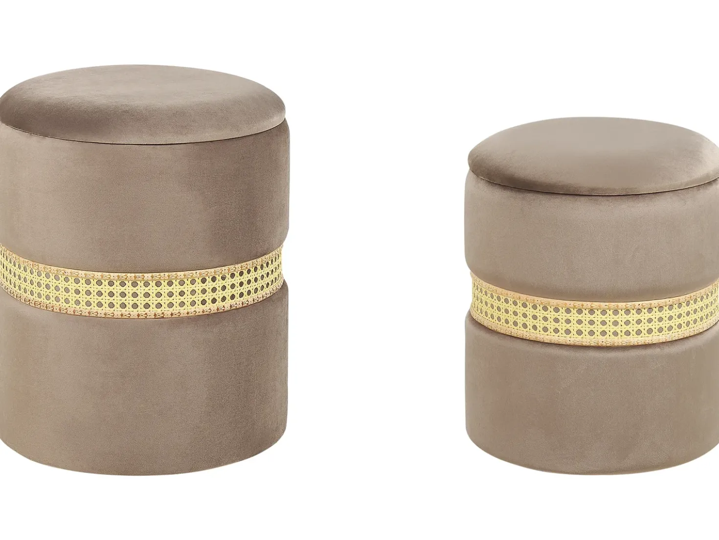 Set di 2 pouf contenitore MEDFORD Velluto Tortora