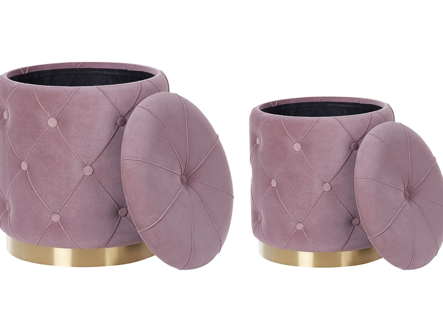 Set di 2 pouf contenitore PUEBLO Velluto Rosa