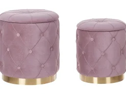Set di 2 pouf contenitore PUEBLO Velluto Rosa