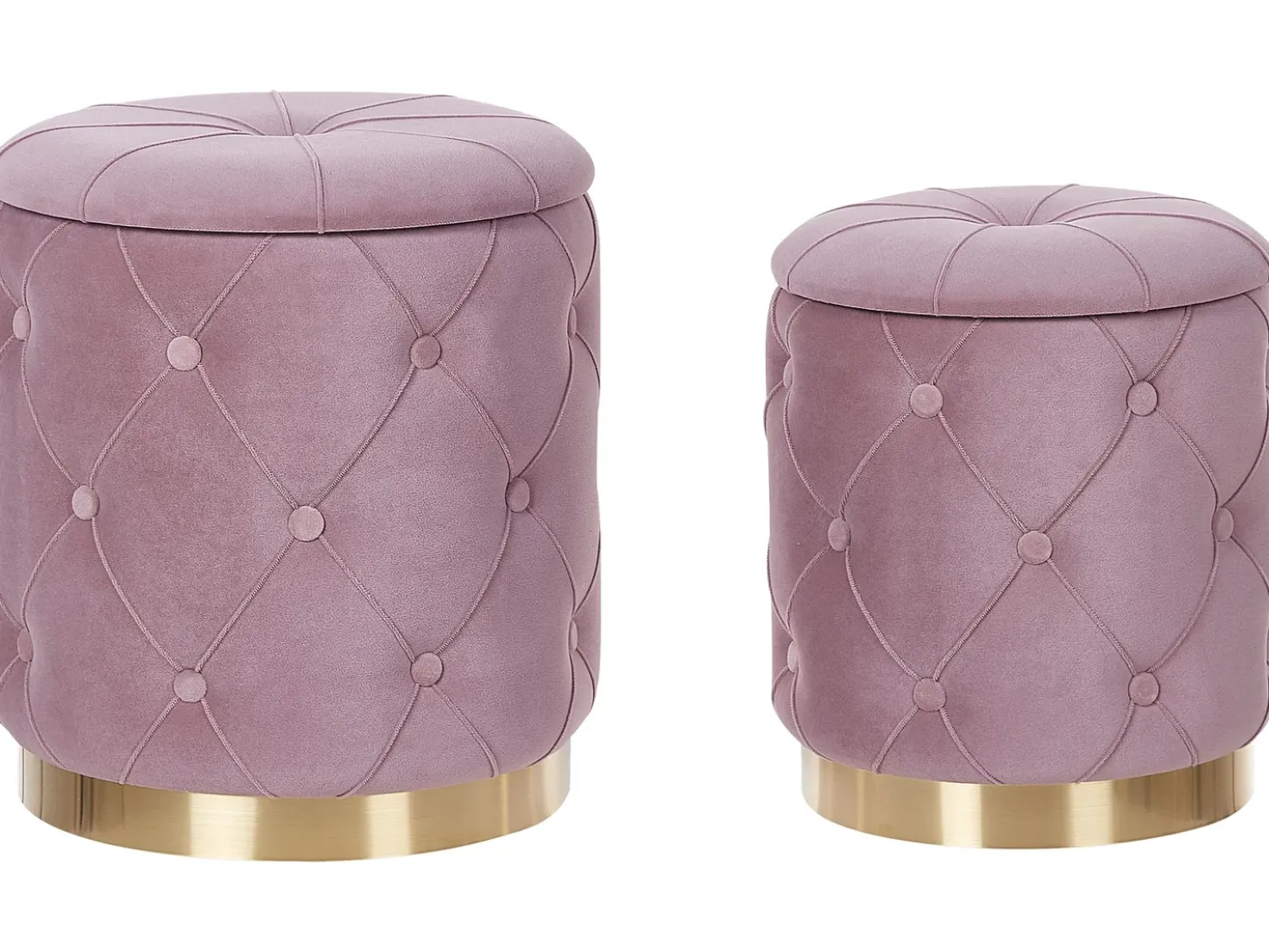 Set di 2 pouf contenitore PUEBLO Velluto Rosa