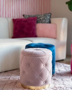 Set di 2 pouf contenitore PUEBLO Velluto Rosa