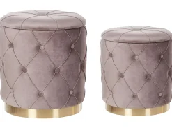 Set di 2 pouf contenitore PUEBLO Velluto Tortora