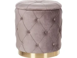 Set di 2 pouf contenitore PUEBLO Velluto Tortora