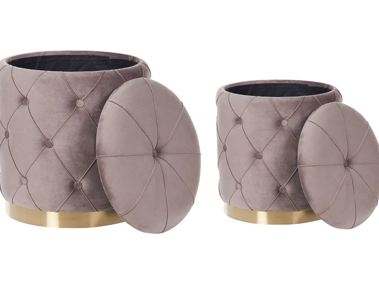 Set di 2 pouf contenitore PUEBLO Velluto Tortora