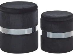 Set di 2 pouf contenitore DORIS Velluto Nero