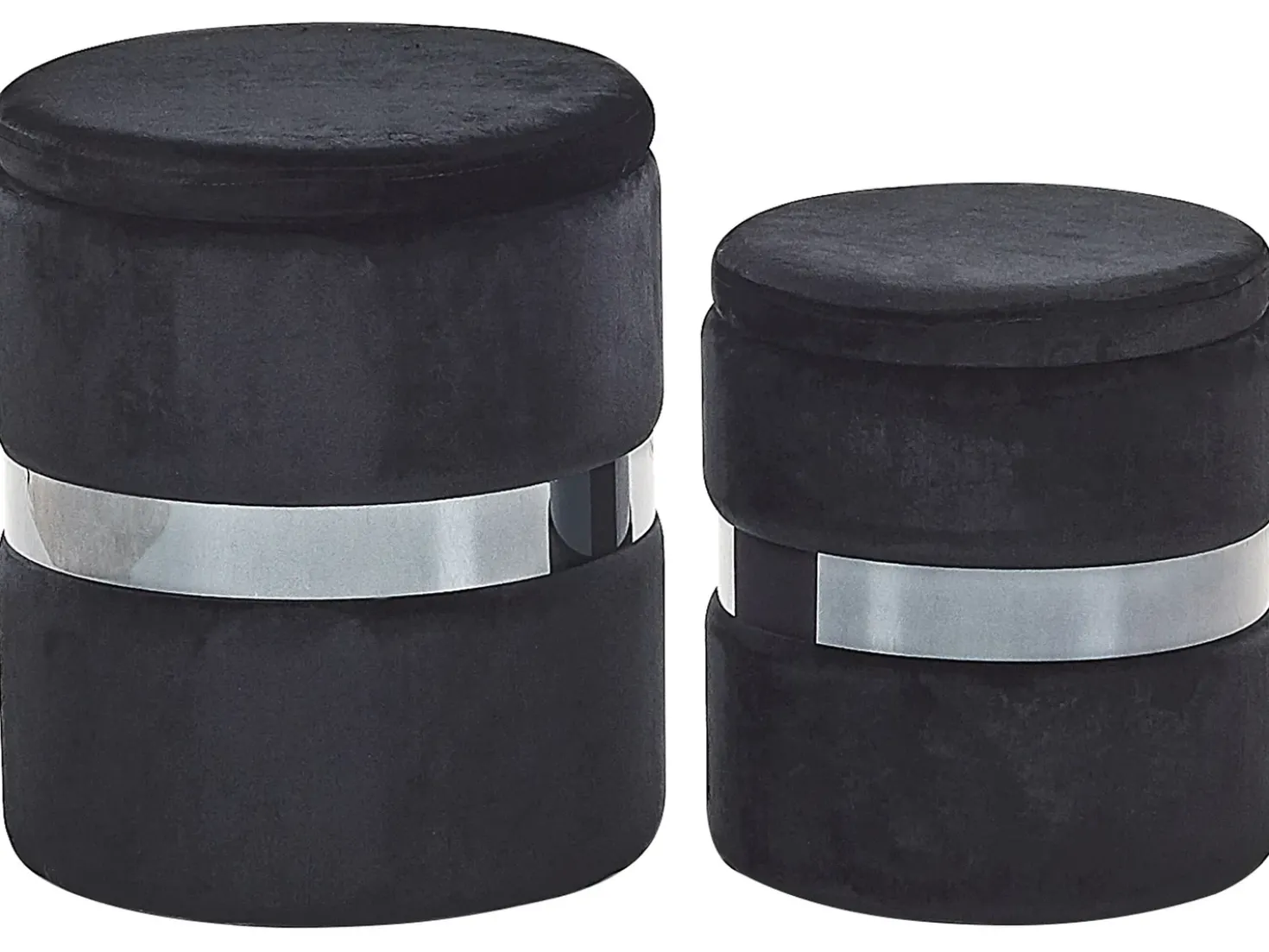 Set di 2 pouf contenitore DORIS Velluto Nero