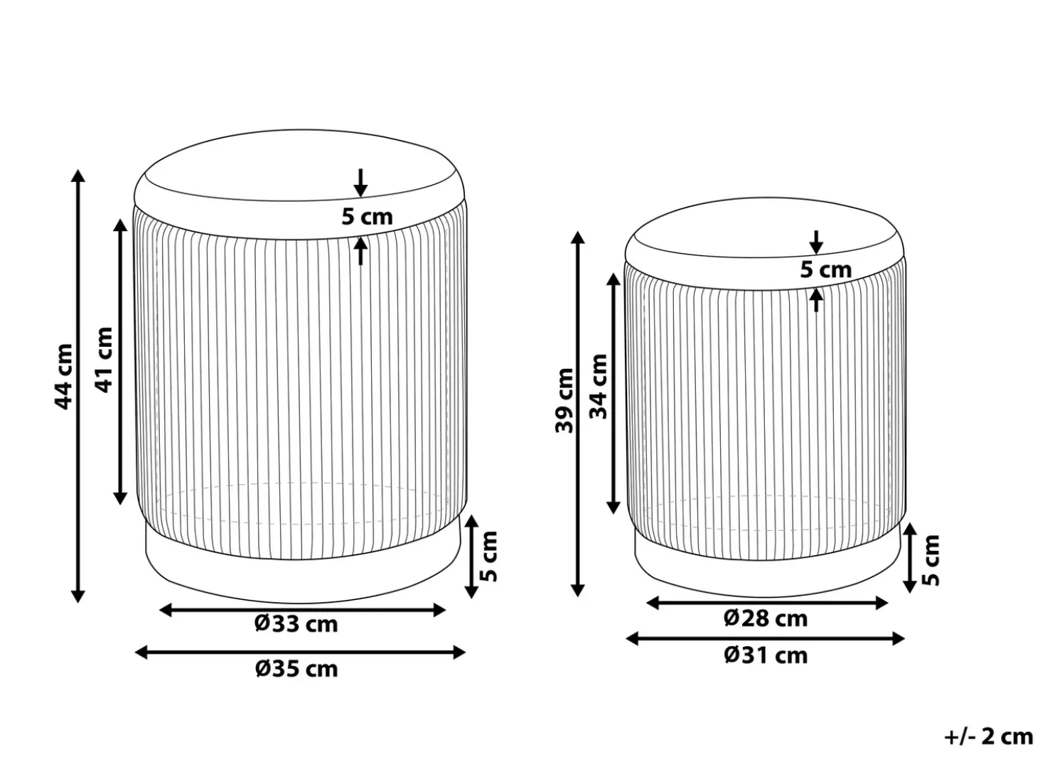 Set di 2 pouf contenitore MIRAMAR Velluto Foglia di tè