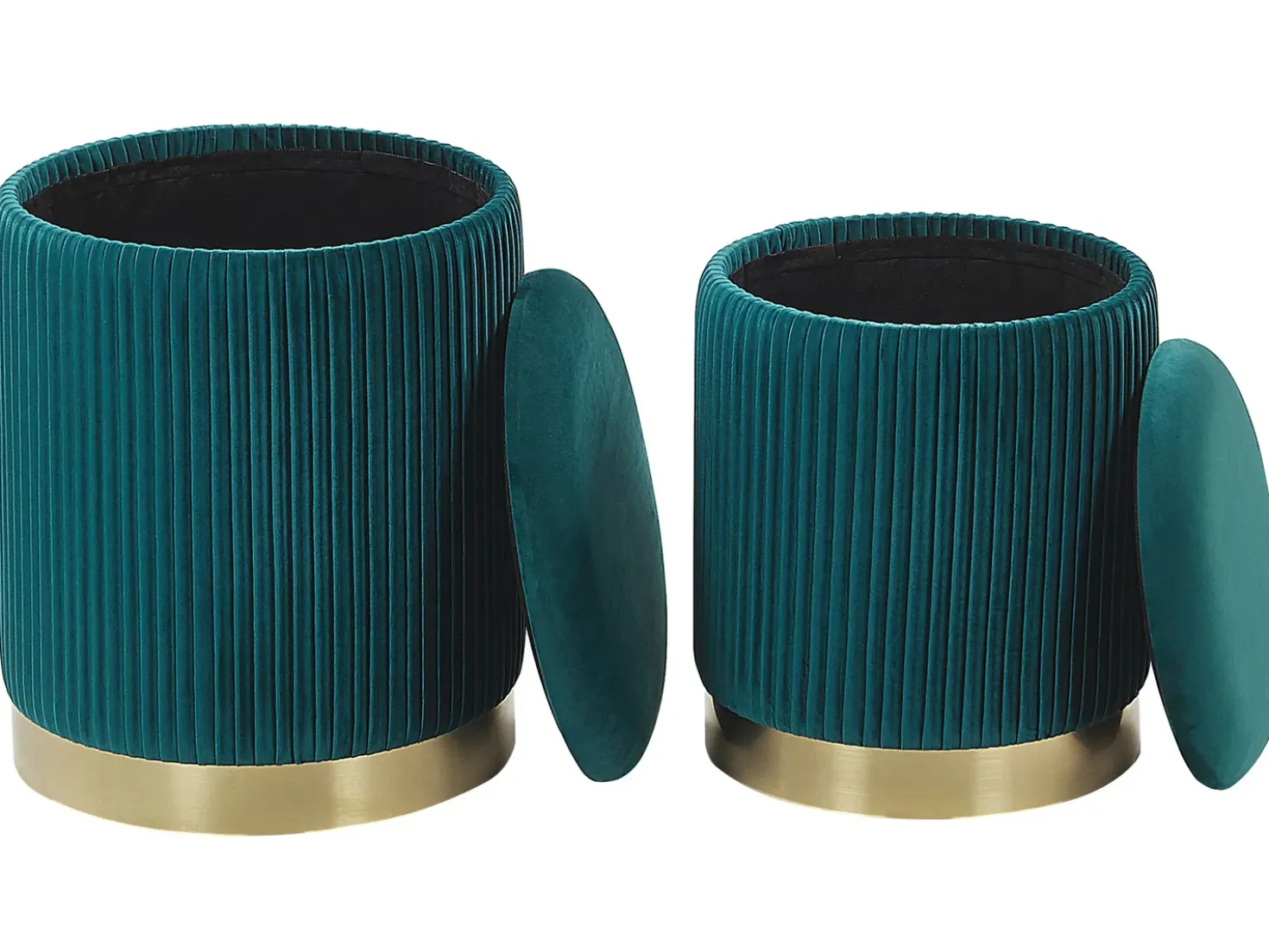 Set di 2 pouf contenitore MIRAMAR Velluto Foglia di tè